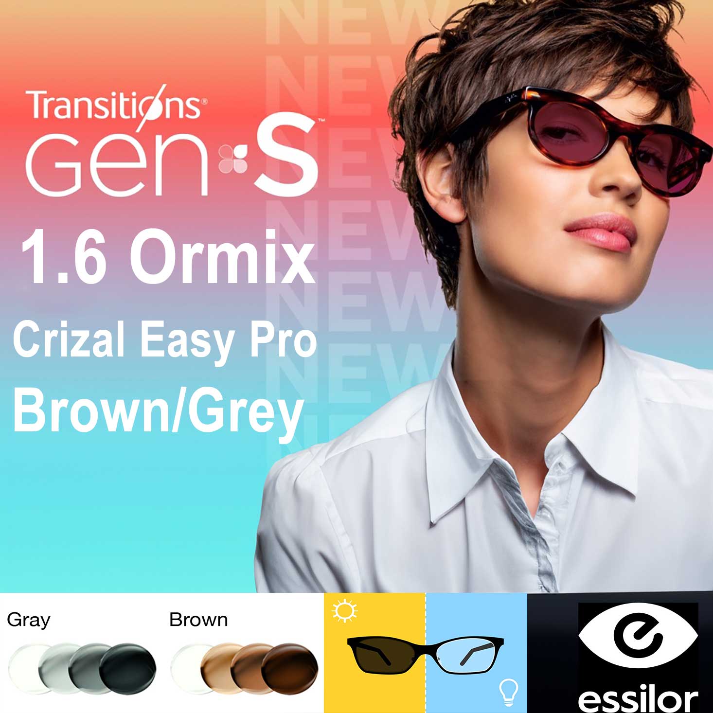 1,6 Фотохромные линзы Essilor Ormix Transitions Gen S